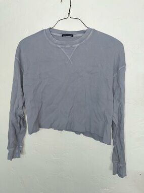 Brandy Melville 100% Cotton Waffle Thermal Cropped Oversized Tee T Shirt Raglan